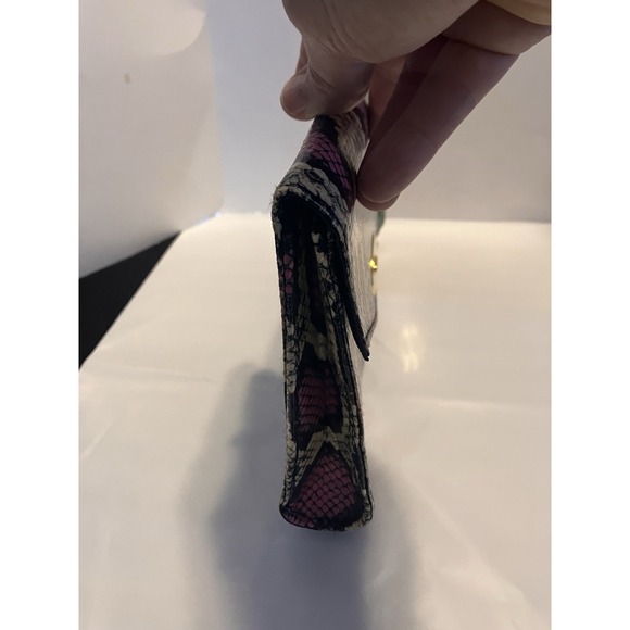 H&M Vintage Snake Pattern Pastel Clutch Bag Envelope Style Gold Turn lock Pink - Picture 6 of 6